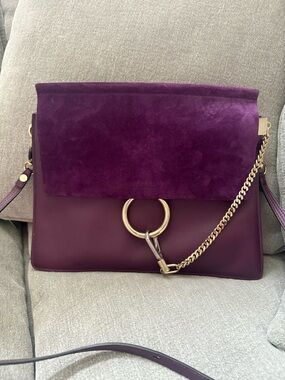 Chloé Medium Faye Lilac and Suede Should Bag Purple